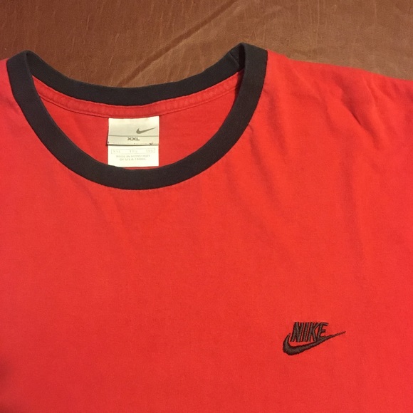 Vtg Nike Essential Ringer Tee Red 2XL - Picture 2 of 7